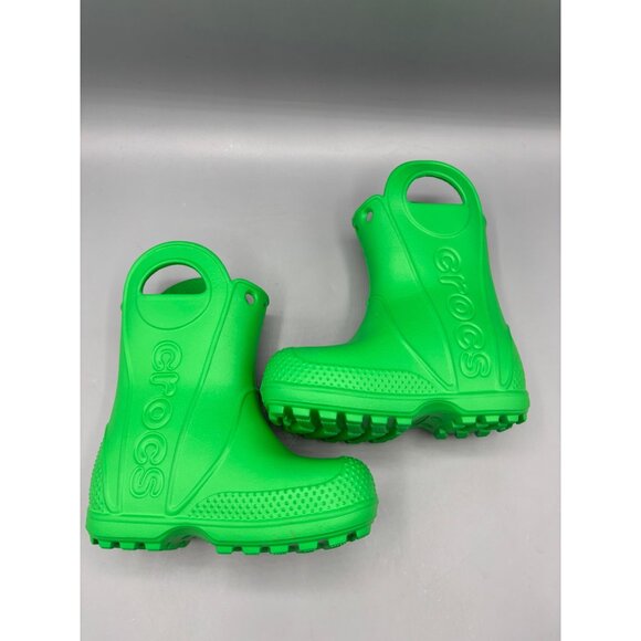 Crocs Kids Handle It Rain Boots Green C6 Waterproof - Picture 5 of 8